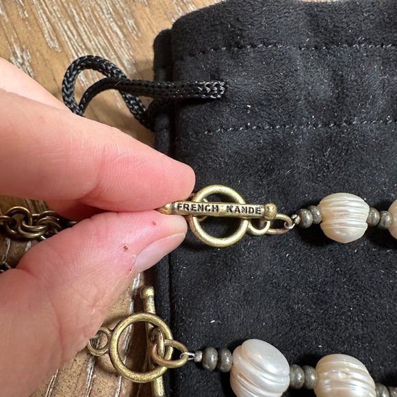 French Kande Bronze Medallion Necklace with Pearl Beads - Picture 4 of 6